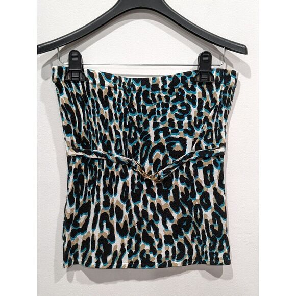 Vintage Cache Leopard Print Cardigan & Strapless Top Twin Set, S/M - Picture 2 of 9